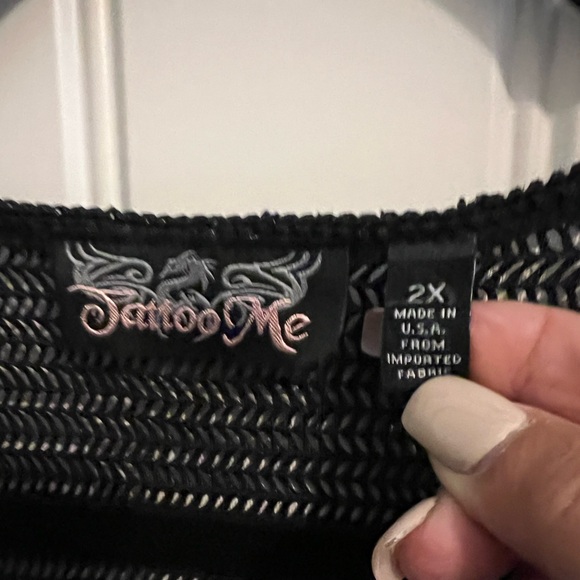 Tattoo Me Black Mesh Grunge Top Woman’s  Size 2X Made in USA - Picture 8 of 14